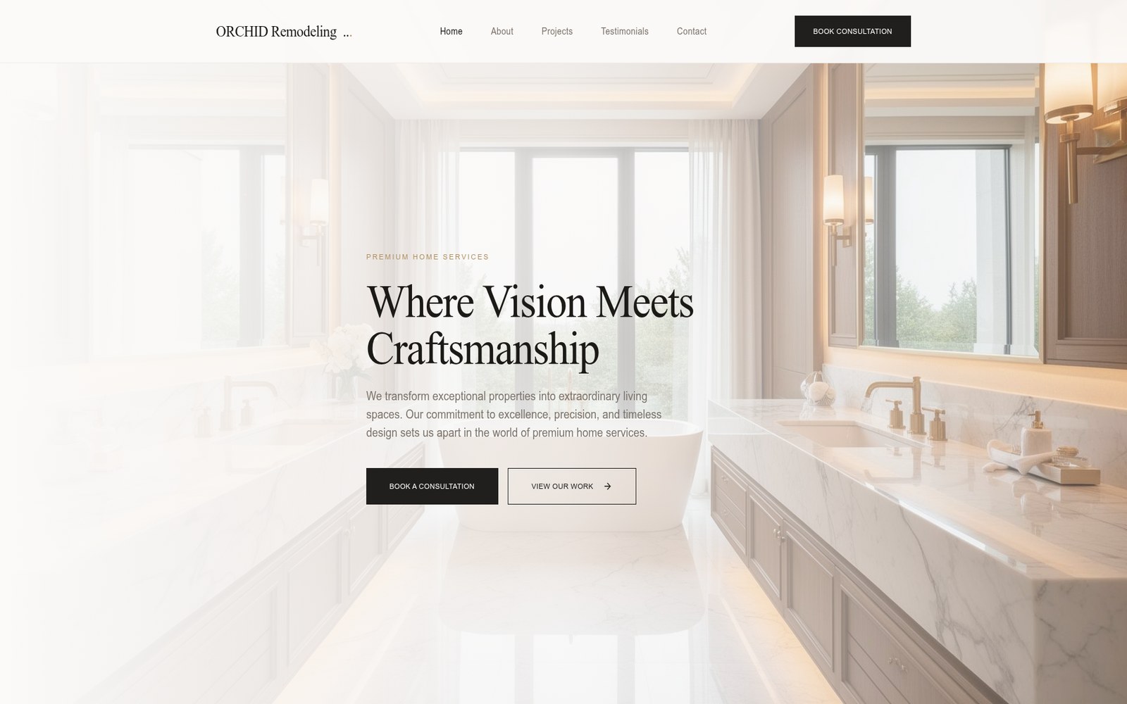 Homepage design for Orchid Remodeling